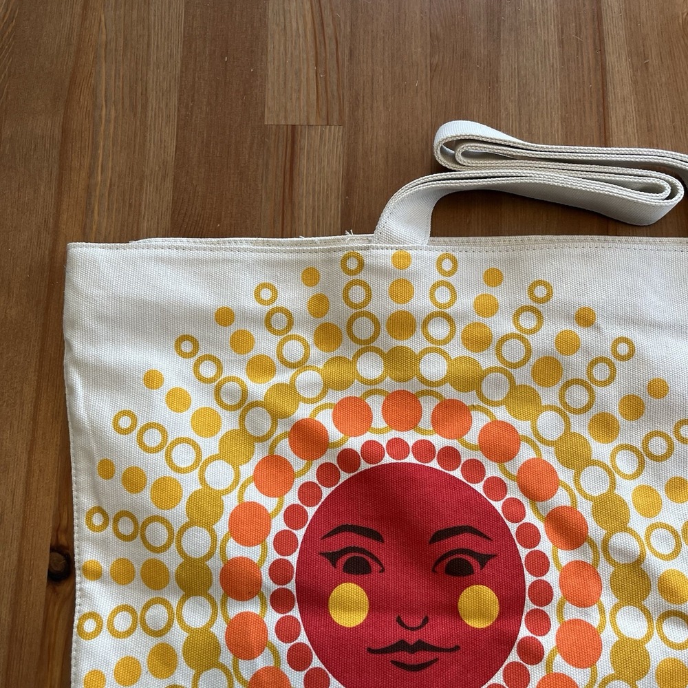 Bath & Body Works Tote Bag Large Celestial Sun Print Y2K Canvas Interior Flaws - Picture 3 of 12